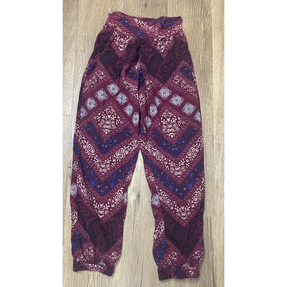 American Eagle Outfitters Burgundy Geometric Print Flowy Pocket Pants Size XS
